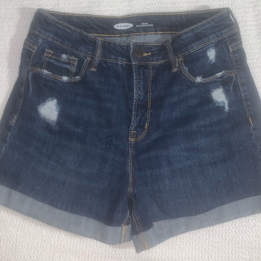 Old navy blue mom jean shorts